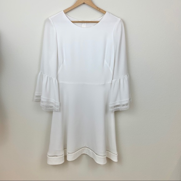 Shoshanna White Trumpet Sleeve Mini Dress - Picture 2 of 10